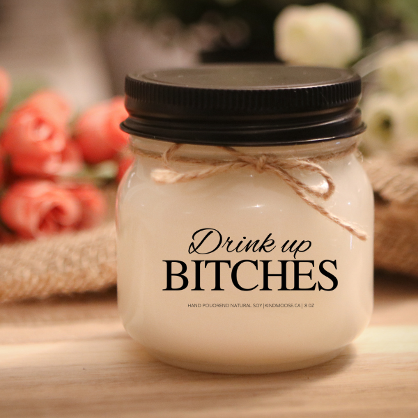 KINDMOOSE CANDLE CO Apple Pie / Black Drink Up Bitches ( 8 oz.) Drink Up Bitches, Hand-poured Natural Soy Candles.  
